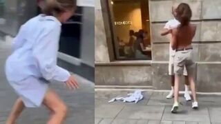 Weirdo woman in Spain stalks a random stranger