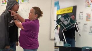 Adult holds back student who gets SUCKER PUNCHED