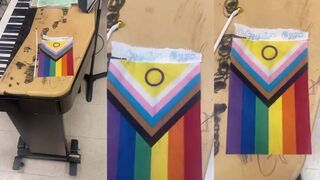 Texas middle school teacher cries about students removing pride flags
