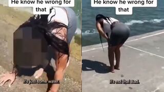 Guy pushes GF in the lake, she about to call it quits