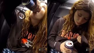 Girl slips out of handcuffs and drinks a White Claw in cop car
