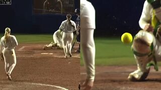Softball pitcher couldn't do this again if she tried