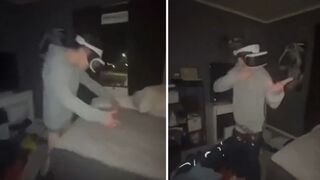 Guy caught watching YOU KNOW WHAT in Virtual Reality, tried playing it off