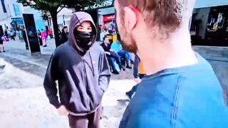 Protester pulls knife, gets BEAT UP in two hits
