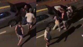 Spanish people destroy aggressive migrant ruining their neighborhood