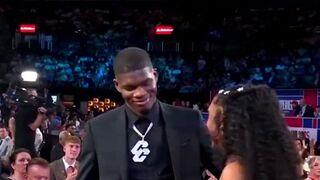 Malika Andrews announces the Grizzlies drafted "Colin Cowherd"