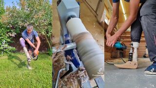 Mad skills: Guy cuts his leg off, then makes a new one