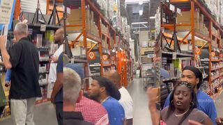 Home Depot shoppers vs Palestinian flag marchers