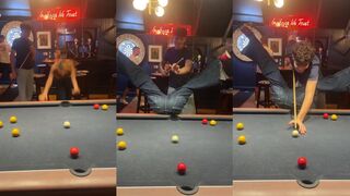 Girl spreads legs so boyfriend can knock the balls in
