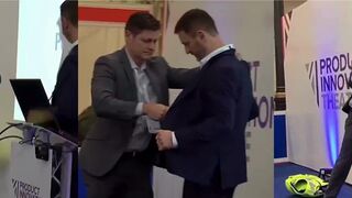 Body armor company demonstrates stab protection on CEO