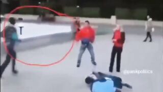 Dude knocks out the whole gang