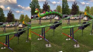 Wheels fall of children's ride at fair