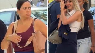 Watch people's reaction when they see the flight attendant