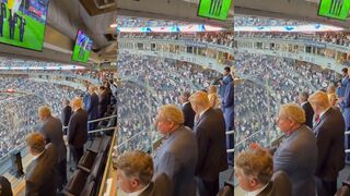 Yankees fans chant USA USA USA when seeing Trump