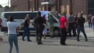 Leftists slash ICE tires during clash in Chicago