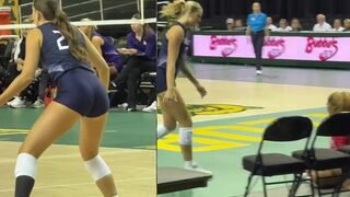Volleyball player dives into chairs to make a play