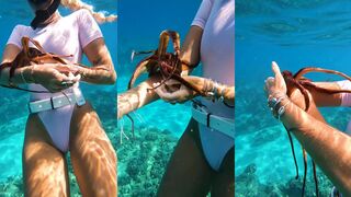 Woman finds lovely creatures in the sea
