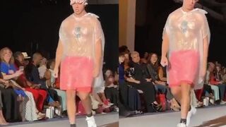 Random dude shows up at fashion show in a trash bag and no one thought it was strange