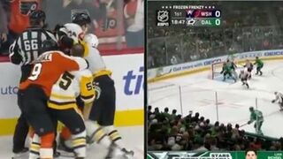 Flyers Game Erupts Into a Full-On Brawl and the Network CUT TO SPLIT SCREEN?!