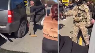 ICE agents respond to pushback from random strangers interfering