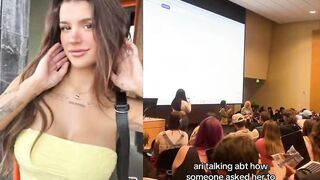 OF user Ari Kytsya speaks at a Psych 201 class of 1,200 students