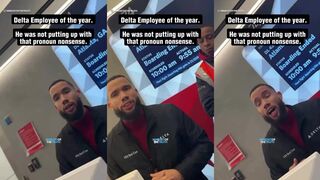 Delta staffer REFUSED to play the PRONOUN game, almost escorts troublemaker out of airport