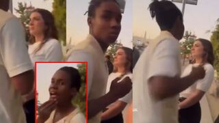 Thug knocks out woman at bus stop for no reason