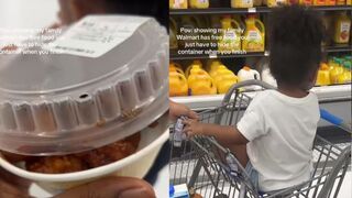 Walmart has free food, you just have to hide the container after eating it