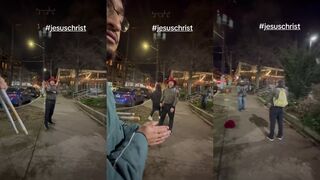 Dude hit in face with SKATEBOARD for not minding his own business