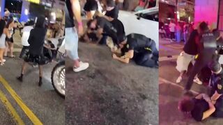 Cops TAG TEAM the crooks in heated FAFO moment