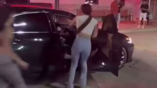 Crazy chicks dragged by car, these women never learn