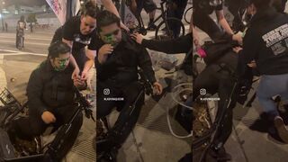 Protester shot in the EYE