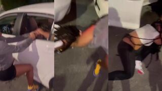 She pulled the big back outta the car omg