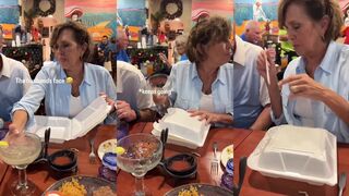 When she sticks the straw in