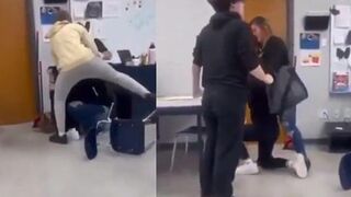 She tossed water all over him, but did he overreact?