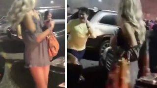 Guy talking trash gets WHACKED by a woman