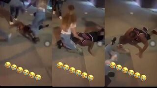 Woman protecting her unconscious boyfriend gets knocked out too