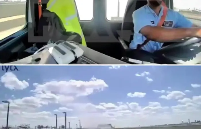 United Airlines Boeing 767 hits Bakery Truck and light pole in Newark, NJ
