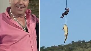 Police airlift a crocodile with the body of a 59-year-old businessman inside it