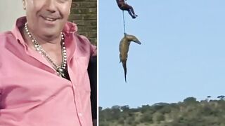 Police airlift a crocodile with the body of a 59-year-old businessman inside it