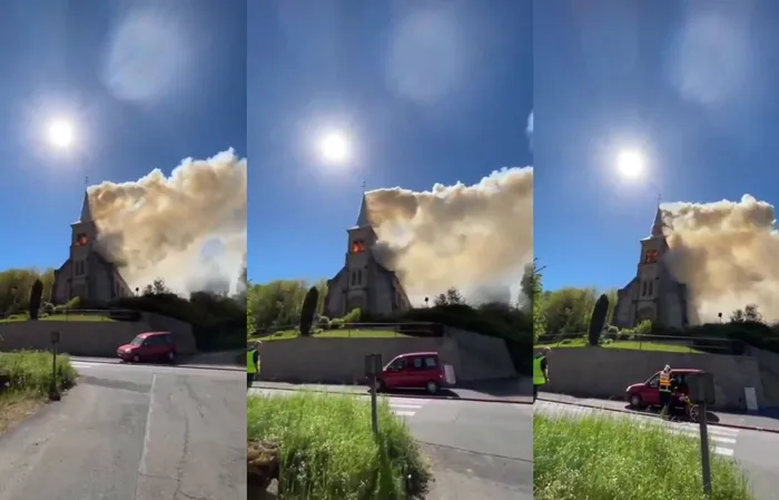 Historic Église Saint-Cyriaque church in Montenach, France, was just set on fire