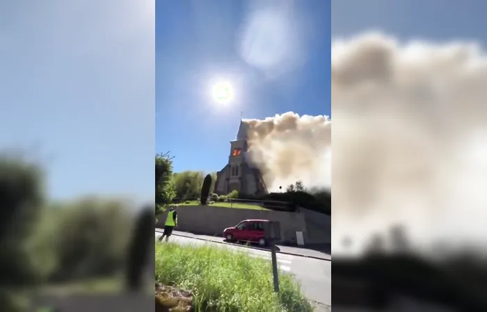 Historic Église Saint-Cyriaque church in Montenach, France, was just set on fire