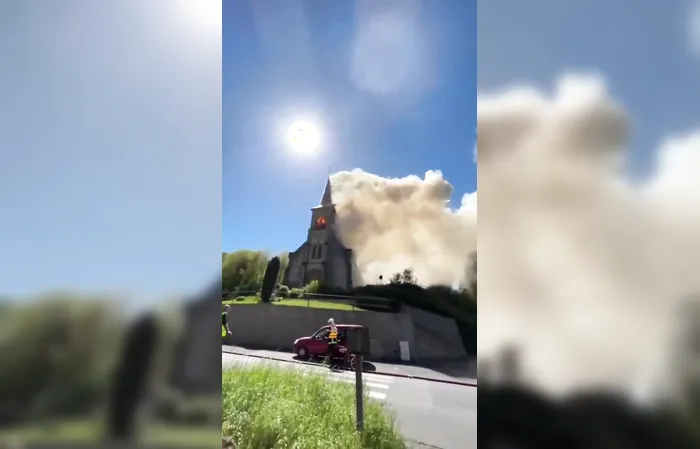 Historic Église Saint-Cyriaque church in Montenach, France, was just set on fire