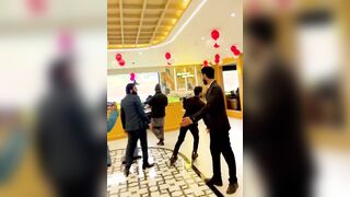 Indian dude tries serving food on roller skates