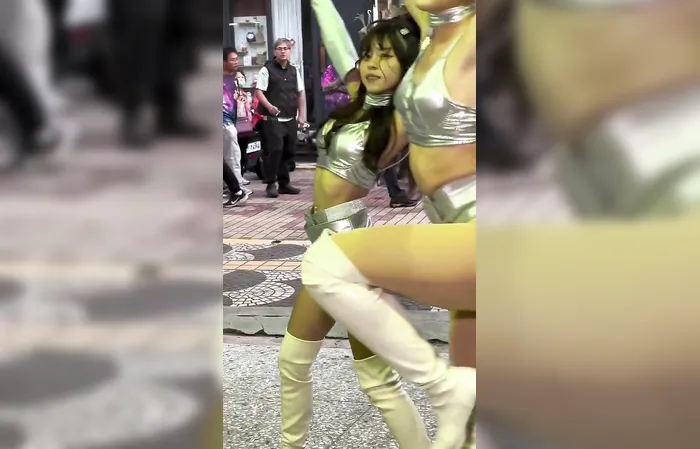 Asian space girl shows off dance moves