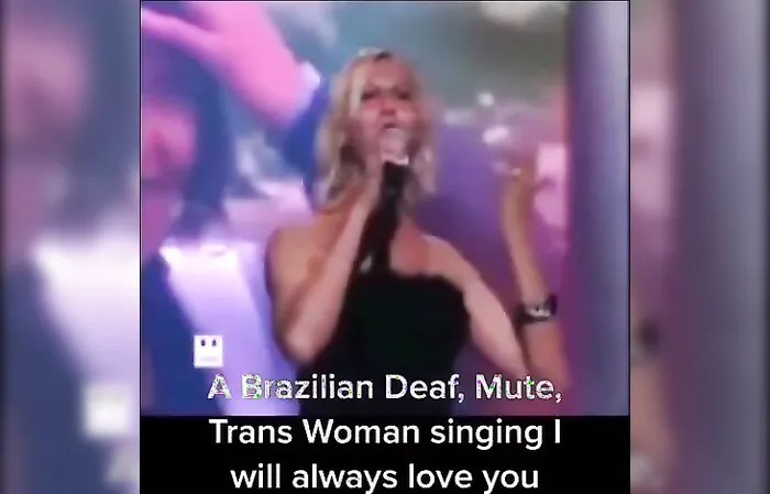 Brazilian deaf mute transgender singing 'I will always love you'