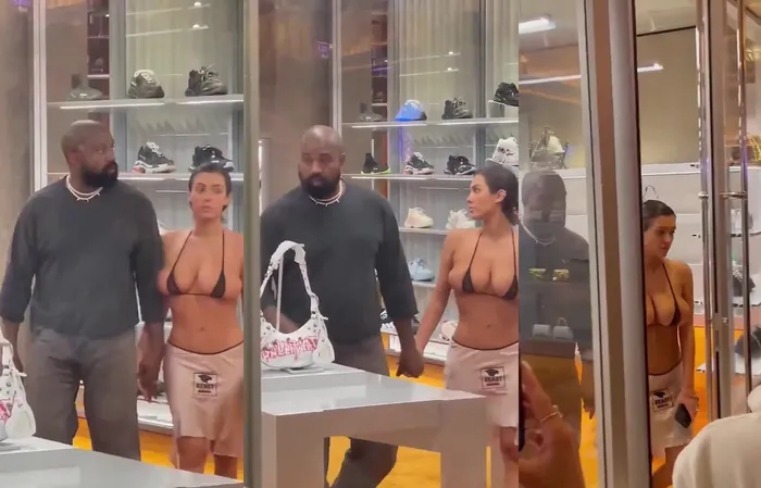 Kanye West and his wife going shopping