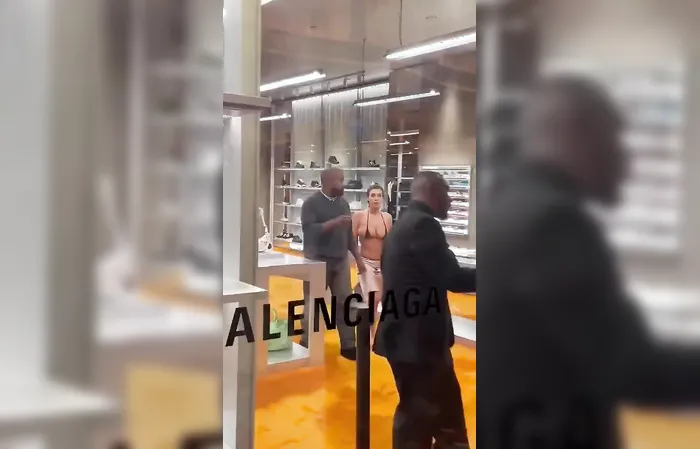 Kanye West and his wife going shopping