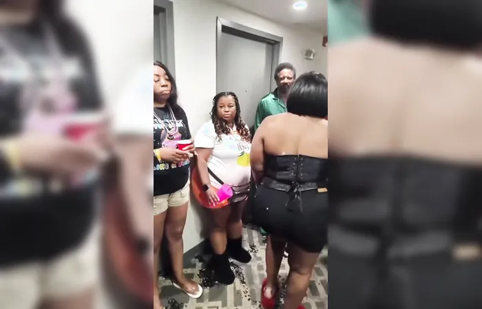Oh Hell Naw! No sleeping at the hotel hallway party