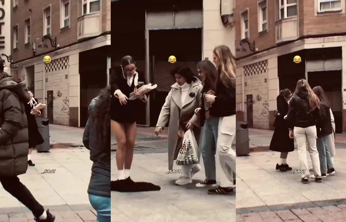 Woman's skirt falls off in public
